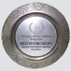 BEST VCP METRO IPS award for Lalani Infotech Limited, Rajasthan, 2014