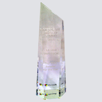 Top 21N1 Retailer Award for Lalani Infotech Ltd from MICROSOFT PARTNER SUMMIT, 2015