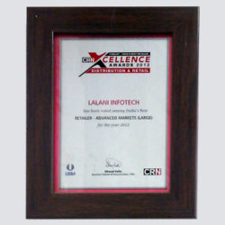 India's Best Retailer Award for Lalani Infotech Ltd from CRN Excellence 2012