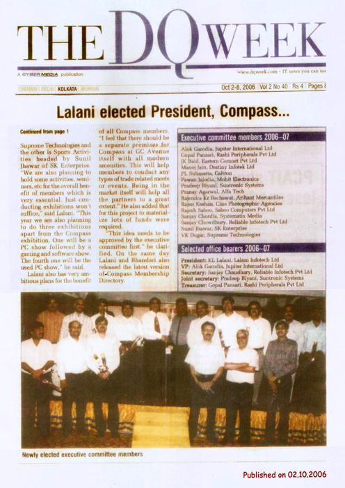 KL Lalani Elected President among the other Executive Committee Members of COMPASS - The DQweek 2006