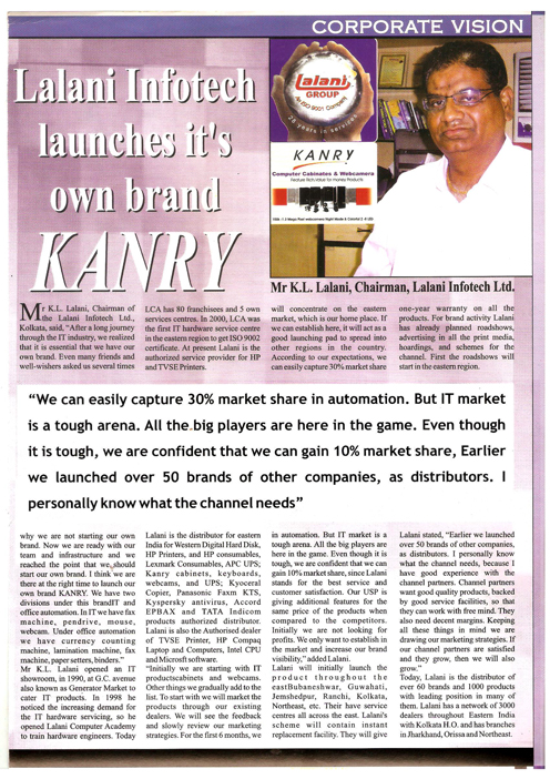 Lalani Infotech Launches it's own IT products brand KANRY