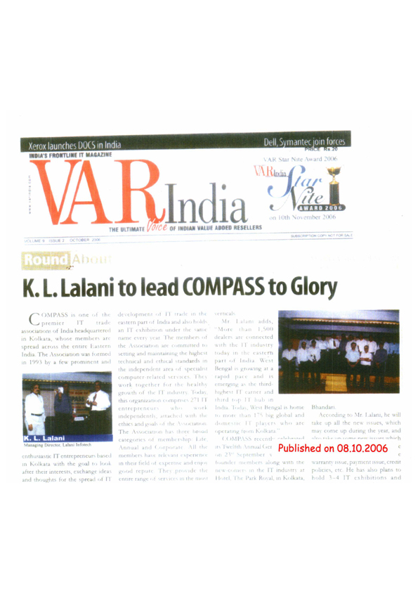 News of Compass featured in VAR India