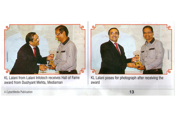 Lalani Infotech receives Hall of Fame award from Dushyant Mehta, Mediaman